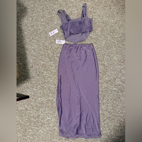 Wild Fable Lavender Women XS/XXS Set Skirt Top Slip Lace Spring Club Sexy - Picture 10 of 10